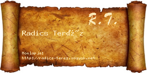 Radics Teréz névjegykártya